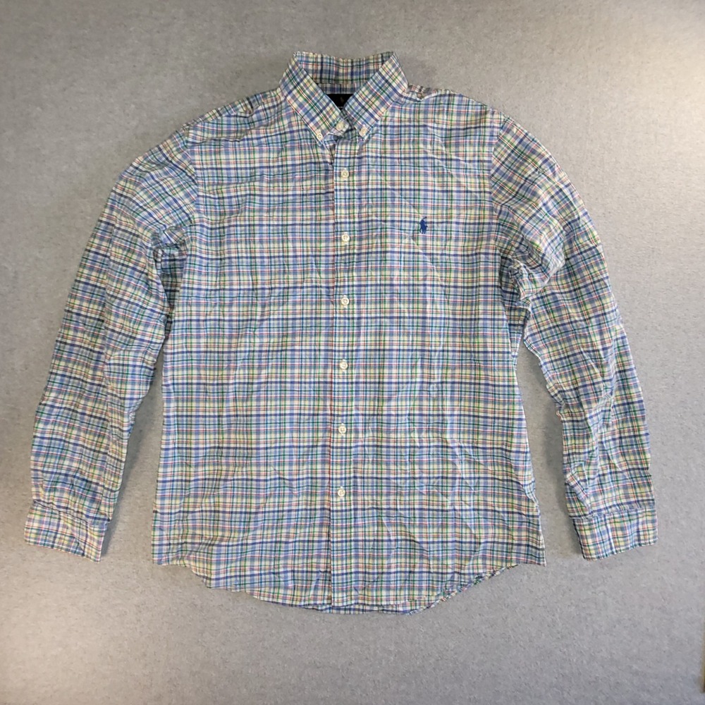 Polo Ralph Lauren Slim Fit Plaid Button Down Shirt Mens Large Cotton Stretch - Picture 2 of 10